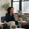 Diverse colleagues in a calm, light-filled Manhattan office having a supportive conversation